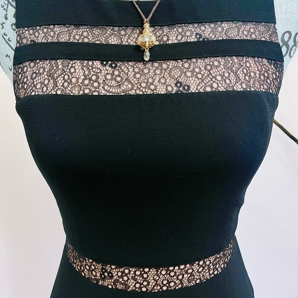 BCBG Long Black/Nude Dress Gown - Picture 5 of 11